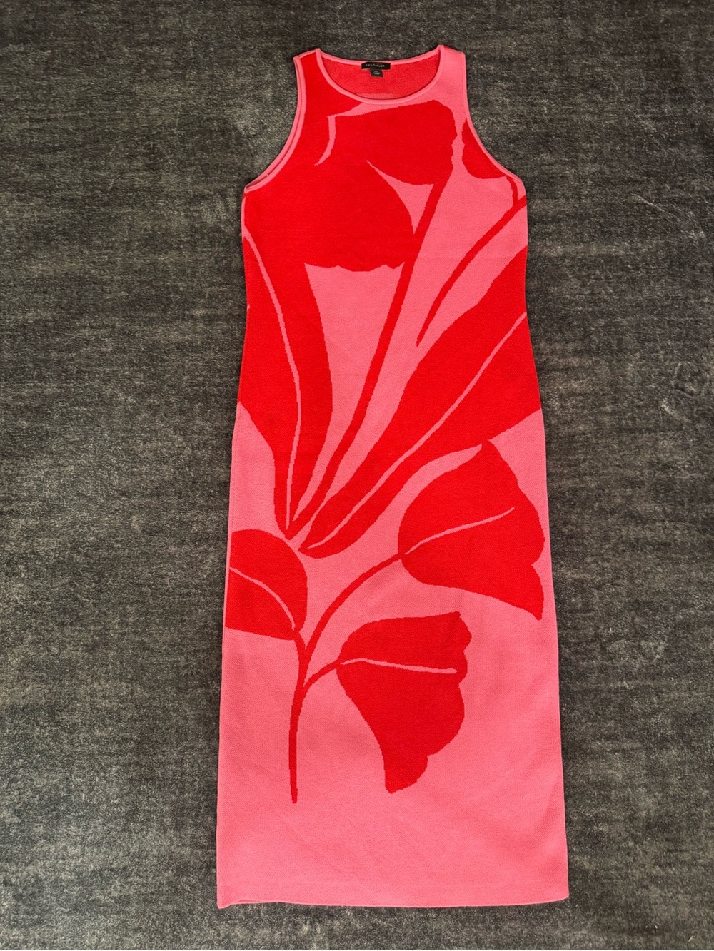 Ann Taylor Pink Maxi Dress with Red Floral Jacquard